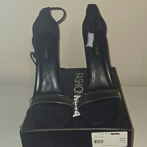 LOSE IT ALL HEEL! Fashionnova tie up black suede heels. Size 10.BRAND NEW w/ box